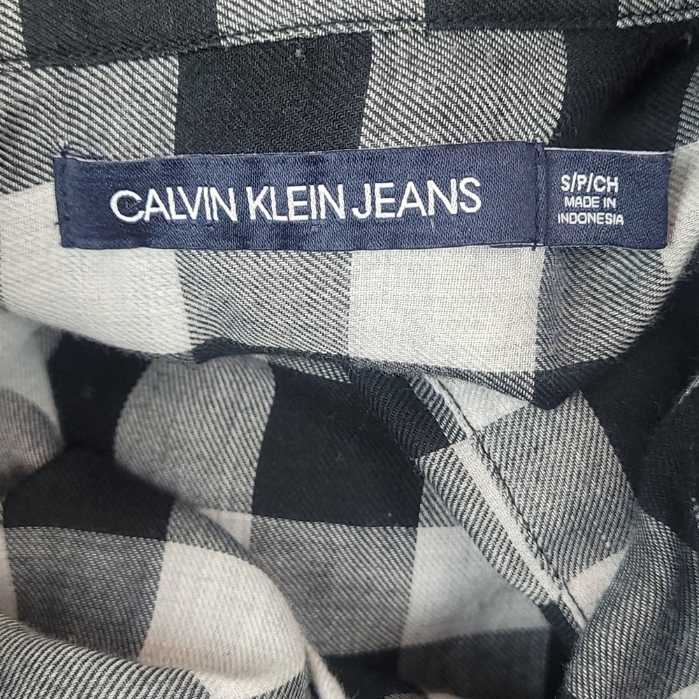 Calvin Klein Plaid Top Womens Sz S/P/CH Black White - Picture 6 of 8